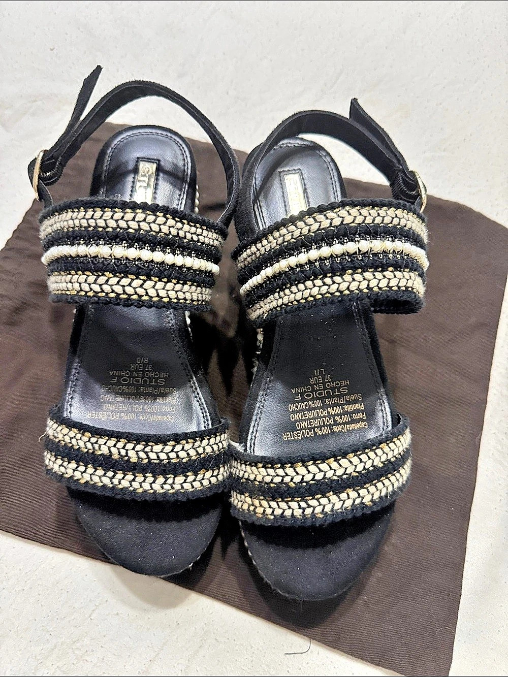 Studio F Platform Sandals in Black & Cream